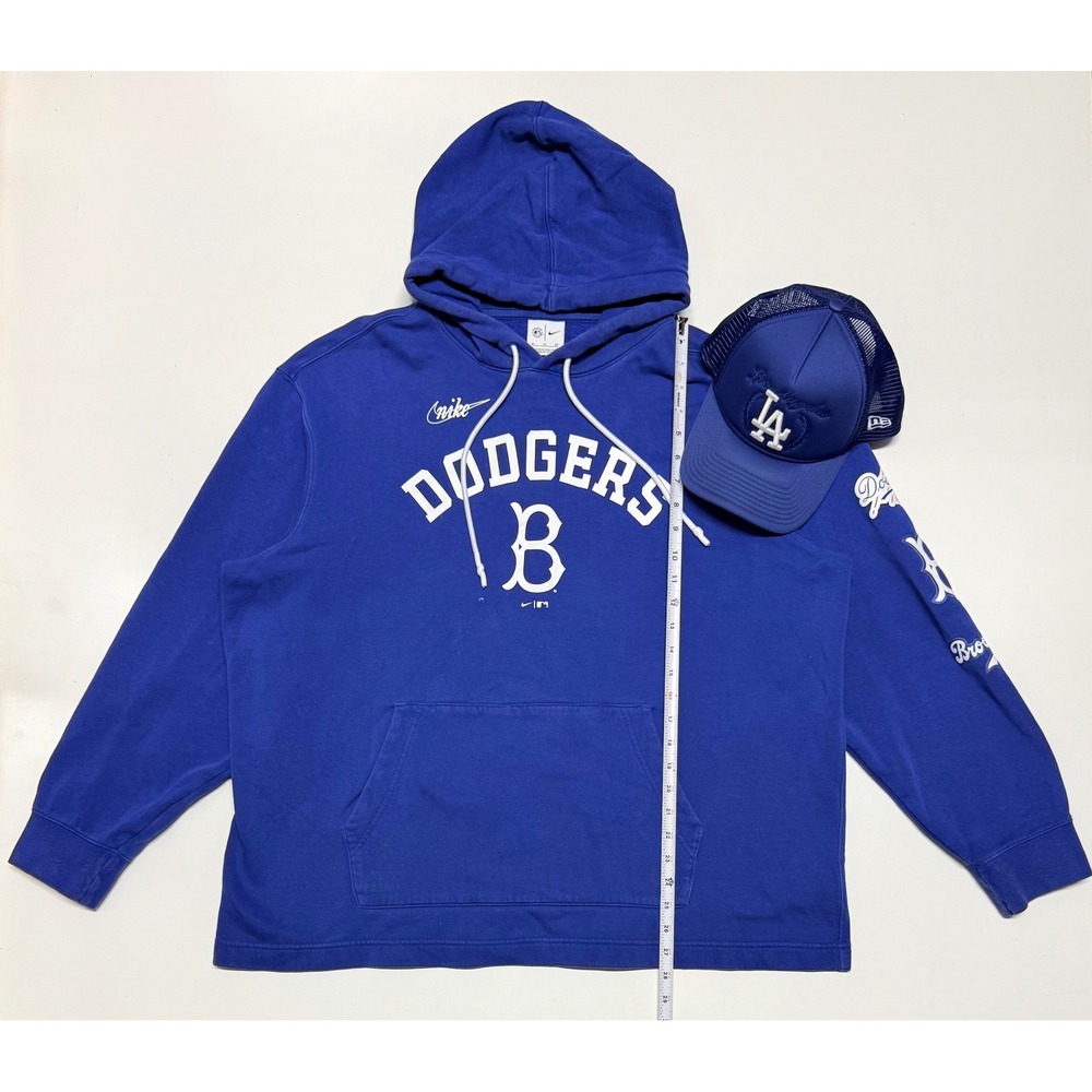 Nike MLB Los Angeles Dodgers Hoodie XL & New Era 9FORTY Trucker Hat Blue Set